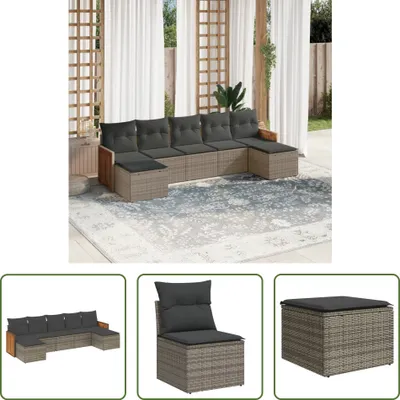 Produktbild von The Living Store 7-tlg. Garten-Sofagarnitur mit Kissen Grau Poly Rattan