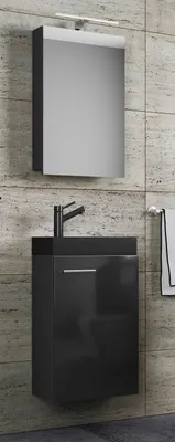 Produktbild von VCM 3-tlg Set | Waschplatz für Gäste WC | Gästebad Toilette | Waschtisch mit Spiegelschrank | Badmöbel Badezimmer Set – Slito SC-BL