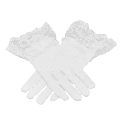 Produktbild von 1 Stück/2 Stücke Frauen Fascinator Hut Handschuhe Stickerei Blume Faux Federn Spitze Haar Clip Kopfschmuck Durchsichtige Braut Handschuhe Set D