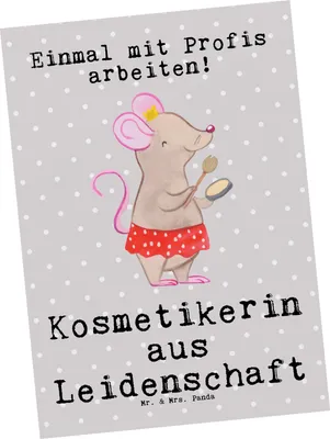 Produktbild von Mr. & Mrs. Panda Postkarte Kosmetikerin Leidenschaft - Grau Pastell - Geschenk, Kosmetikstudio, Spruch, Beauty Salon, Ansichtskarte, Lustig, Postkarten, Ausbildung