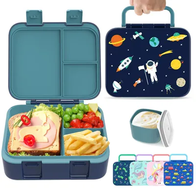 Image de Boîte à lunch pour enfants, boîte à bento, boîte de rangement à plusieurs compartiments pour aliments, pour garçons, filles, enfants, adultes, au travail et à l'école.