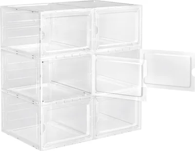 Produktbild von Bolt Edge Schuhkarton Deluxe – 6er Set Transparent – Stapelbare Sneakerbox – Schuhaufbewahrungssystem