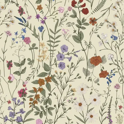 Productafbeelding van Zelfklevend behang, boerderijmotieven met bloemen - decoratief voor muren - 44 x 1200 cm