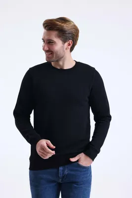 Produktbild von Sweatshirt Royyen 966 Rundhals Print Herren – SCHWARZ / L