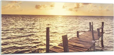 Produktbild von Bilder auf glas - Einteilig - Brücke Sonne Ozean - 100x40cm - Glasbilder - Wandbilder - Bilder - zum Aufhängen bereit - Wanddekoration aus Glas - Glas Bilder - Wandbild auf Glas - GAB100x40-4168