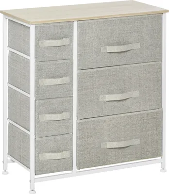 Produktbild von HOMCOM Kommode mit 7 Stoffschubladen, multifunktionaler Aufbewahrungsschrank für Schlafzimmer, Wohnzimmer, Flur, 63,5 x 30 x 71 cm, Grau