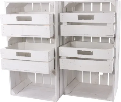 Produktbild von 1x WEIßE Holzkiste mit 2 SCHUBLADEN / Schubladenelement / 74,5x40x31cm / NEU / DIY Schreibtisch