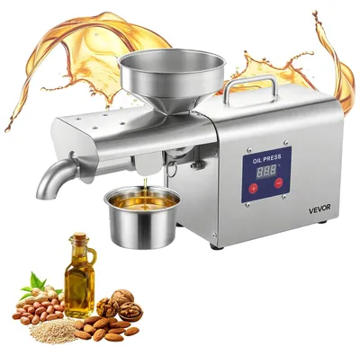 Obrázek produktu pro VEVOR Elektrický olejový lis, výkon 3,75 kg/h, mlýn na olej, 750 W, automatický lis na olej s možností horké extrakce v rozmezí 50 °C až 300 °C. Vhodný pro arašídy, sezam, sóju a mandle. Vyrobeno z nerezové oceli