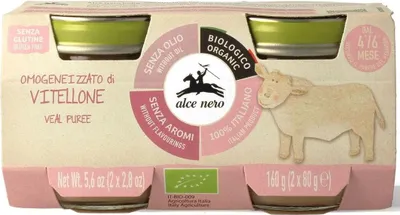 MIĘSO CIELĘCINA BEZGLUTENOWE OD 4 MIESIĄCA BIO (2 x 80 g) 160 g - ALCE NERO