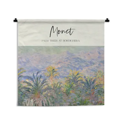 Produktbild von MuchoWow® Wandteppich Wandbehang Gemälde - Palmen in Bordighera - Monet 150x150 cm Tapisserie Dekoration Wandtuch - Wohnaccessoires - Modernes