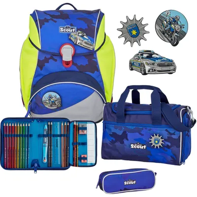 Produktbild von Scout Alpha Schulranzen Set 4-tlg. Blue Police
