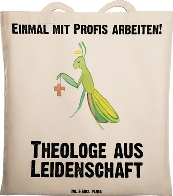 Produktbild von Mr. & Mrs. Panda Jutebeutel Theologe Leidenschaft - Transparent - Geschenk, Schultasche, Laptoptasche, Baumwollbeutel, Stoffbeutel, Tote Bag, Tasche