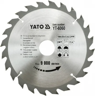 Produktbild von Yato YT-6060, Kunststoff, Holz, 18,4 cm, 3 cm, Hartmetall-bestücktes Wolfram (TCT), 2,2 mm, 9000 RPM