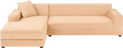 Zdjęcie produktu dla Ruhhy 26031 Elastyczny pokrowiec na narożnik 145-185 cm, poduszka 45 x 45 cm, beżowy