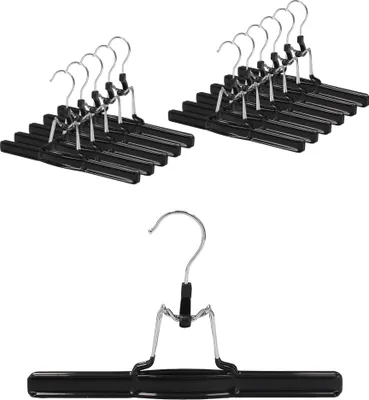 Produktbild von VonBueren 12x Hosenbügel Klemmbügel schwarz | Hosenspanner aus Metall | Kleiderbügel für Hosen | rutschfest | mit drehbarem Haken