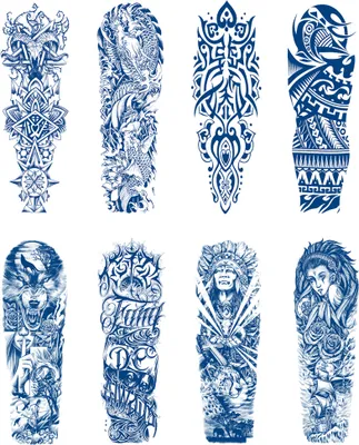 Produktbild von 8 extra große Sticker-Tattoo-Sticker, wasserfeste temporäre Sticker für Kinder, Erwachsene und Männer, 1 bis 2 Wochen haltbar,