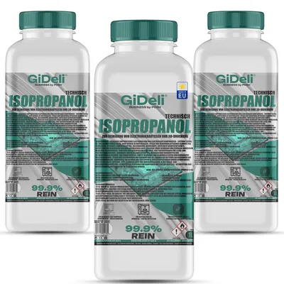 Obrázek produktu pro Izopropylalkohol 3L, technická čistota 99,9 %, čisticí a odmašťovací prostředek pro průmysl GiDeli