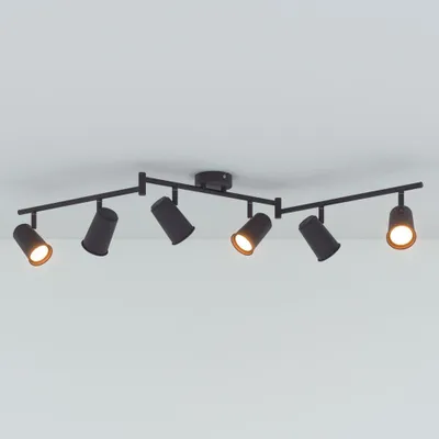 Produktbild von hoftronic LED Deckenleuchte 6 Flammig 24W 2070lm 2700K Schwarz Schwenkbar IP20