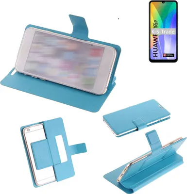 Produktbild von K-S-Trade Schutzhülle Handyhülle kompatibel mit Huawei Y6p Flip cover Handy case Smartphone Klapphülle blau