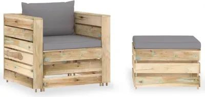 Obrázek produktu pro Maison Exclusive – 2dílná zahradní lounge sada s polštáři, zelená, impregnované dřevo