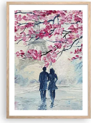 Produktbild von Gerahmtes Poster - Rahmen in heller Eiche - Paar Paris Baum - 50x70 cm - Wand Bild - Wanddeko - Wandbilder - Kunstposter - Wandposter - Bilderrahmen - Bilder - Kunstdruck - Wandbild - P2NPA50x70-4211