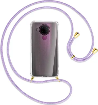 Produktbild von Handykette Backcover-Schutzhülle mit Band (Metall goldfarben) für Nokia 5.4 - violett