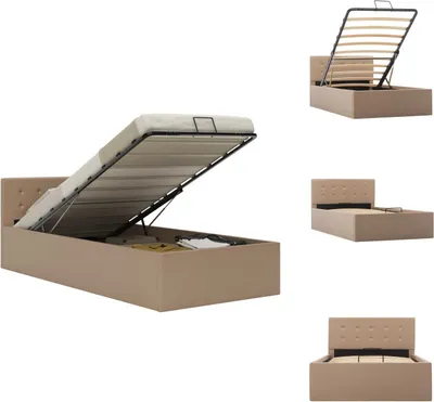 Produktbild von vidaXL Stauraumbett Hydraulisch Cappuccino-Braun Kunstleder 100×200 cm - Betten & Bettgestelle