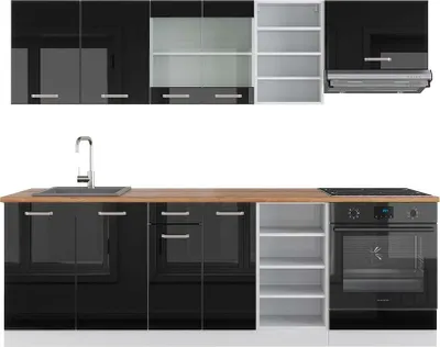 Obrázek produktu pro Kuchyňský kout Vicco R-Line Černý vysoký lesk/bílá 240 cm , PD Dub, Model 42449