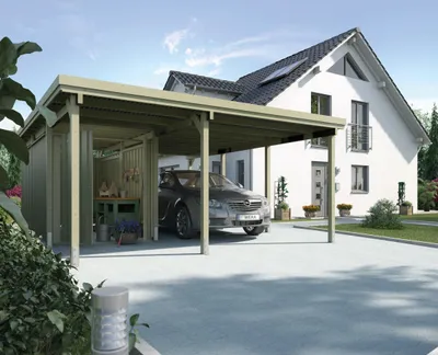 Produktbild von Carport 607 Gr.2 mit XL Geräteraum B x T x H 512 x 602 x 233