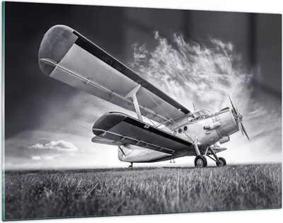 Produktbild von Bilder auf glas - Einteilig - Flugzeug An-2 Schwarzweiß - 120x80cm - Glasbilder - Wandbilder - Bilder - Wanddekoration aus Glas - Glas Bilder - Wandbild auf Glas - GAA120x80-4363