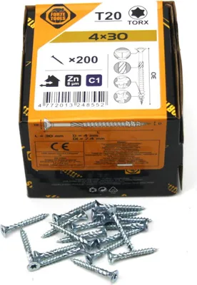 Produktbild von 200x Universal Holzschrauben 4,0x30mm T20 Torx Spanplattenschrauben verzink