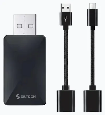 Productafbeelding van Siltcon® Carplay Dongle - 2-in-1 Android Auto - Wireless Carplay - USB/USB-C - Zwart - 2024 Model