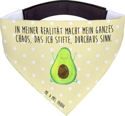 Produktbild von Mr. & Mrs. Panda Halstuch Hund Avocado Glücklich - Gelb Pastell - Geschenk, Chaos, Tuch, Für Hunde, Hundehalstuch, Verrückt