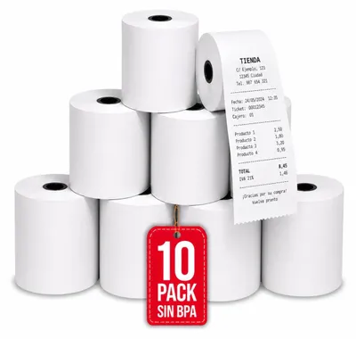 Imagen del producto de Papel Térmico 80 × 80 mm 60 GSM sin BPA Pack 10 COM-FORT HOUSE