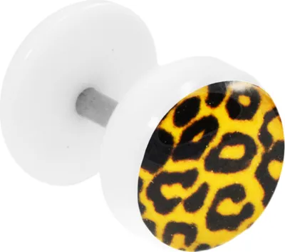 Produktbild von Fake Plug Ohrstecker mit Motiv Leopard orange