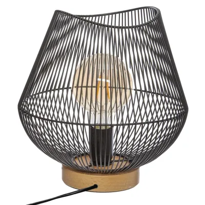 Produktbild von Atmosphera | Nachtlicht - Jena - 28 cm - Holz & Schwarz - Stilvolles Design - Ideal für Wohnzimmer & Schlafzimmer