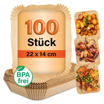Zdjęcie produktu dla GOURMETmaxx Papier do pieczenia w frytkownicy powietrznej Podwójny kosz 22 x 14 x 4,5 cm brązowy
