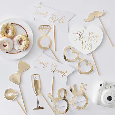 Produktbild von 10 Golden Wedding Foto Requisiten