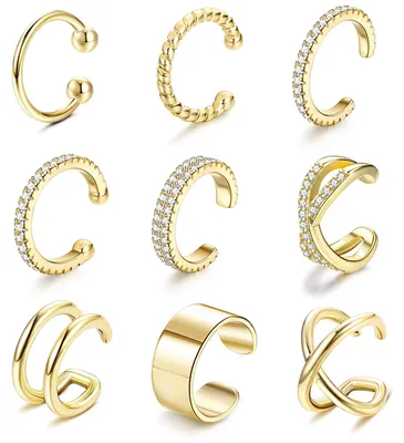 Obrázok produktu pre 9 kusov ohrúčiek, pozlátených 18-karátovým zlatom, nastaviteľných, určených na piercing do jazyka (tzv. "krapfenpiercing")