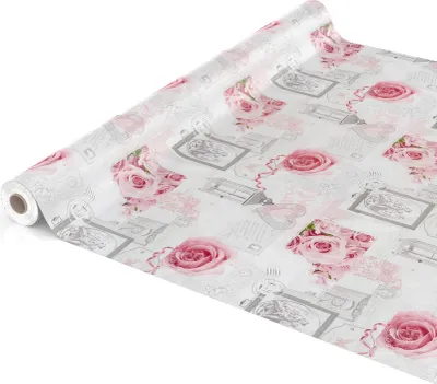 Produktbild von Tischdecke Wachstuch Retro Grau Robust Wasserabweisend Breite 140 cm Länge 350 cm