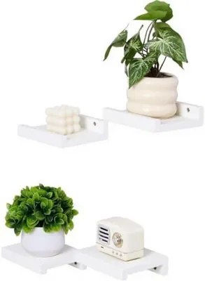 Produktbild von PromoHome® Weiße Wandregal-Set – 4 Stück Kiefer Schwebende Regale, 15x13x3 cm, Weiß