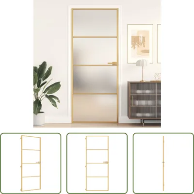 Produktbild von The Living Store Innentür Schlank Golden 83x201,5 cm Hartglas und Aluminium
