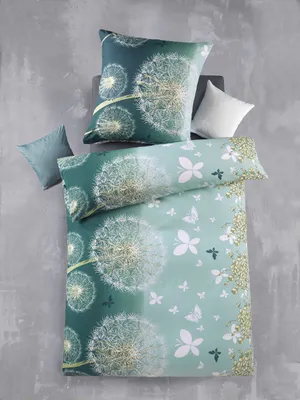 Produktbild von Optidream Mikrofaser Bettwäsche 135 x 200 cm Bettbezug Kopfkissenbezug 80 x 80 cm Dandelion petrol türkis