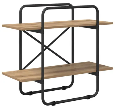 Image de Étagère 2 niveaux, 80 x 35 x 70 cm, en bois stratifié imitation chêne artisanal