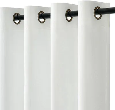 Produktbild von Unyqoos® Leinenlook-Vorhänge Weiß mit Ösen – halbtransparente Vorhänge für Wohnzimmer & Schlafzimmer, lichtfilternd mit Sichtschutz