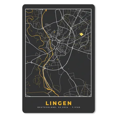 Produktbild von MuchoWow® Mauspad Mousepad Lingen - Stadtplan - Gold - Karte - Deutschland 18x27 cm - Mousepads - Maus Mat - Pad - Mausunterlage