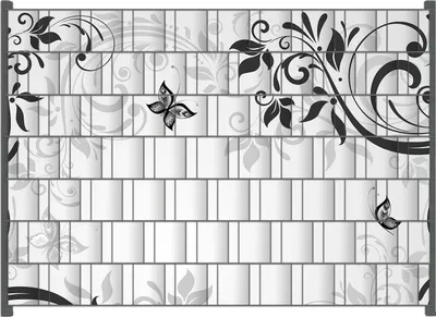 Produktbild von Wallario Zaunsichtschutz mit Motiv Schnörkelmuster mit Schmetterlingen für Ein- und Doppelstabmatten Zäune in der Größe 200 x 140 cm