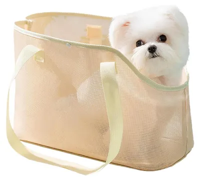 Immagine prodotto di Borsa trasportino per cani e gatti di piccola taglia, traspirante, con rete, pieghevole, colore giallo, taglia M