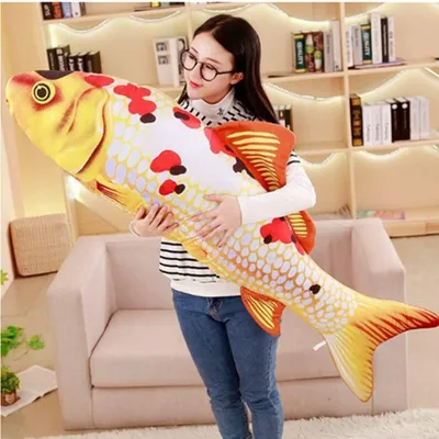 Produktbild von Weiches Fischkissen 90 cm - Karpfen Plüschkissen zum Dekorieren