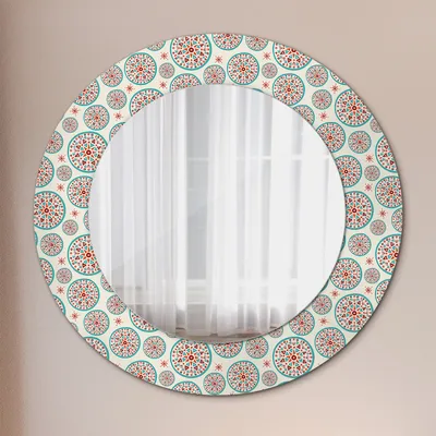 Produktbild von Spiegel - Mirror zum Wandspiegel Schlafzimmer – Schminkspiegel- Boho Muster- Ø50cm